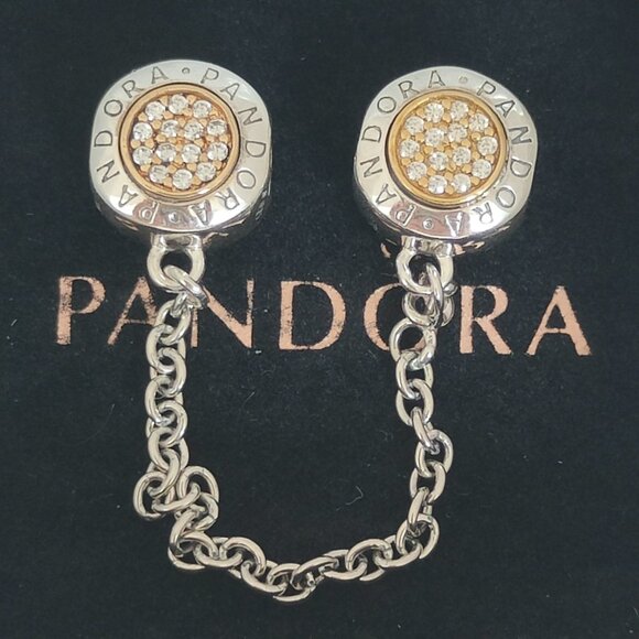 Pandora Signature Safety Chain Charm S925 Sterling Silver with box